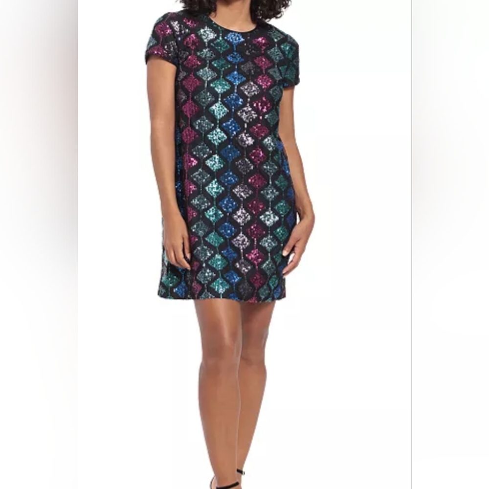 London Times Black and Multicolor Mini Skirt